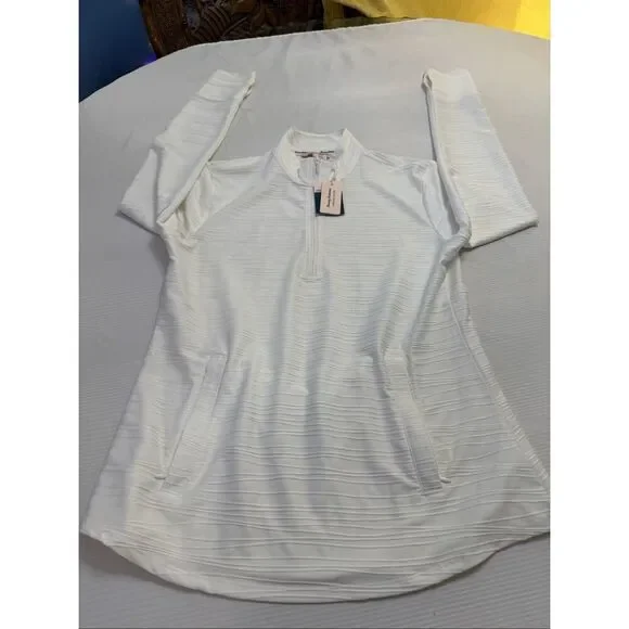 NWT Tommy Bahama Womens Golf Half Zip Performance LS WHITE Jacket UPF50 MEDIUM - Picture 9 of 13